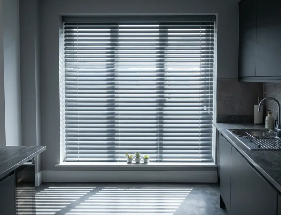 Venetian blinds — aluminium & timber fitted in a Stellies home