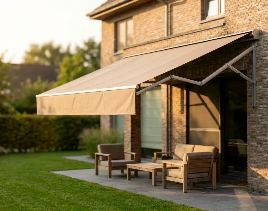 Folding-arm awnings fitted in a Stellies home